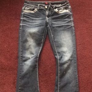 Boot cut, dark jeans